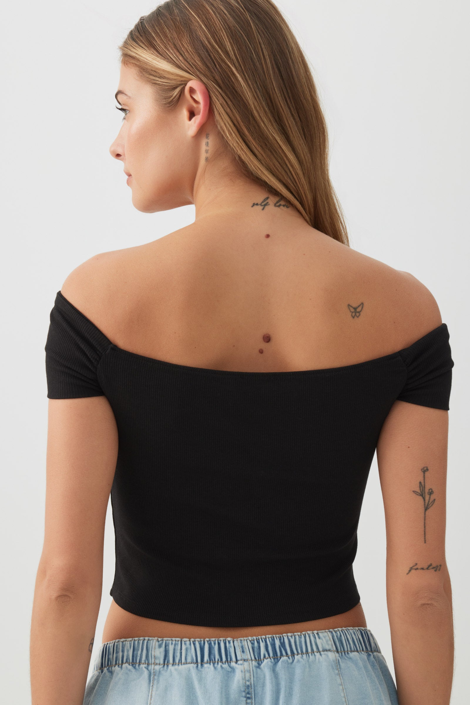 トップス MULTI SHOULDER PARTS RIB TOPS Eaphi TiulZial Off The Shoulder Tops for Women - Going Out Top Double
