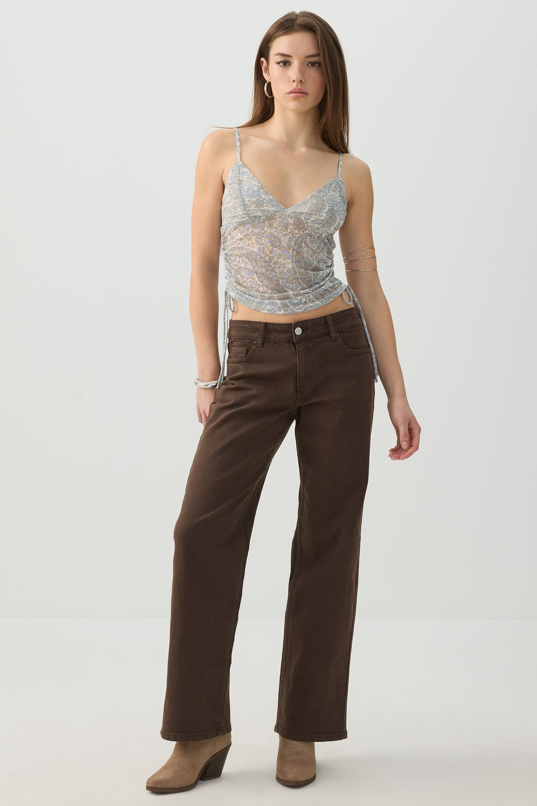 Mesh Ruched Side Tank Top