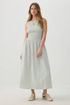 High Neck Smocked Midi Dress