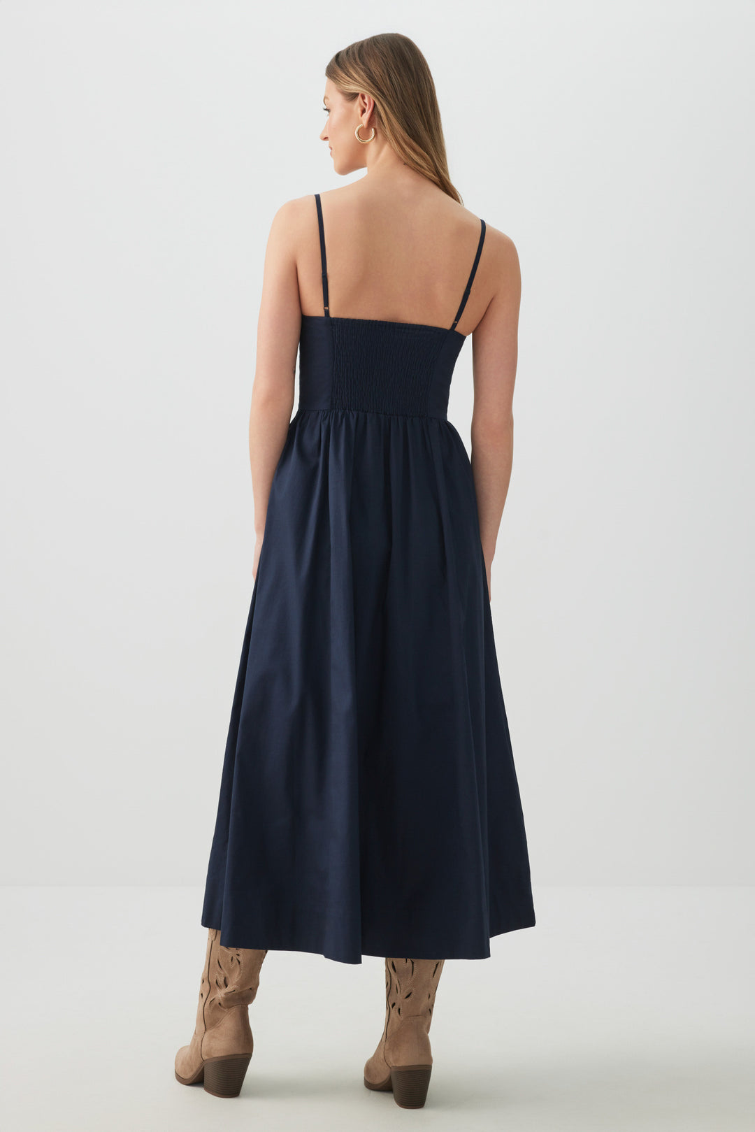 Poplin V-Neck Maxi Dress