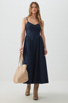 Poplin V-Neck Maxi Dress