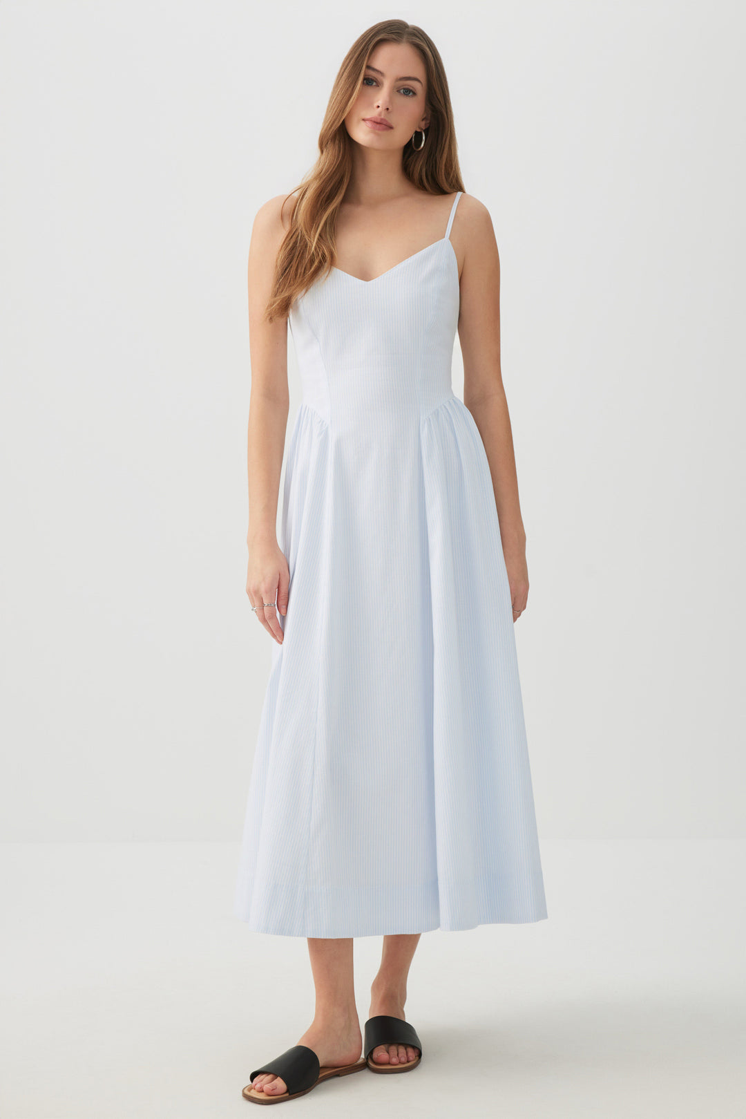 Poplin V-Neck Maxi Dress