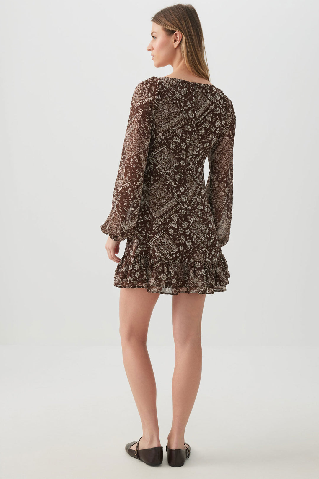 Chiffon Long Sleeve Mini Dress