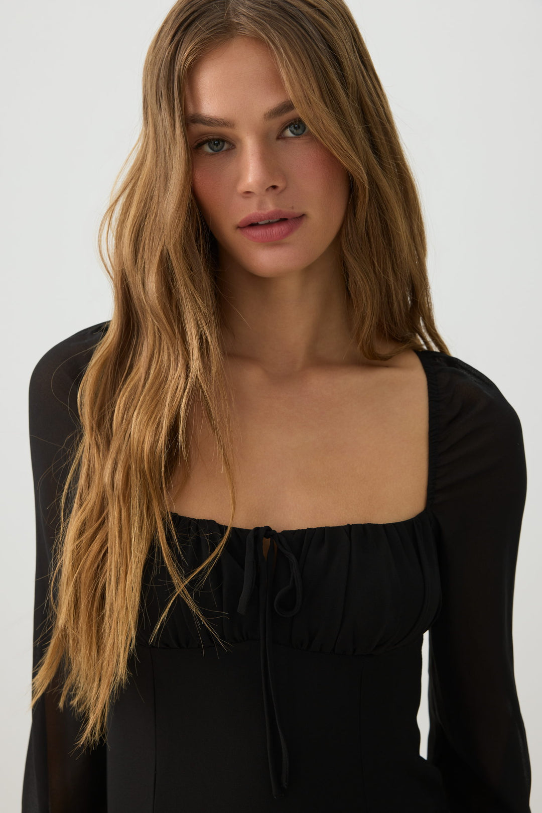 Chiffon Long Sleeve Mini Dress
