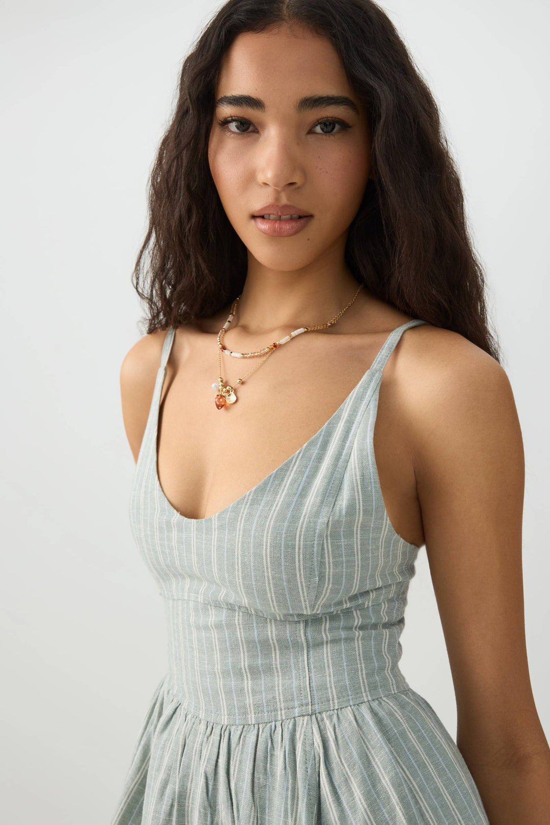 Linen Blend Mini Skater Dress