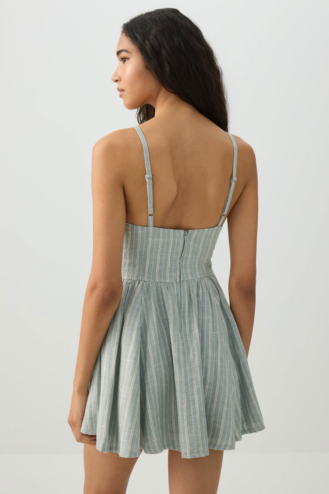 Linen Blend Mini Skater Dress
