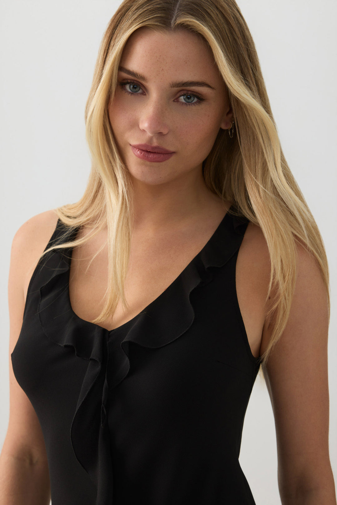 Chiffon Sleeveless Mini Dress with Ruffles