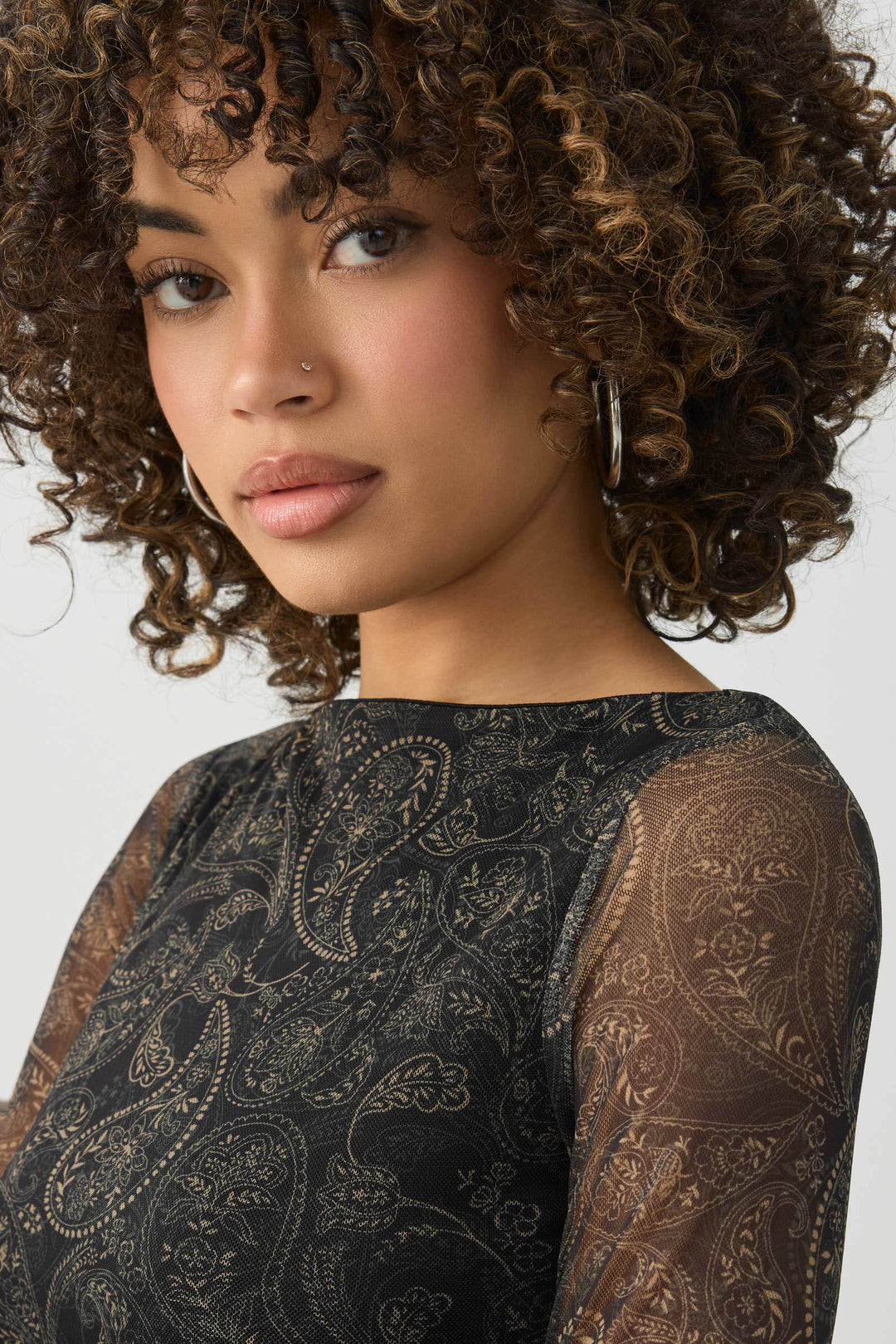 Long Sleeve Mini Mesh Dress