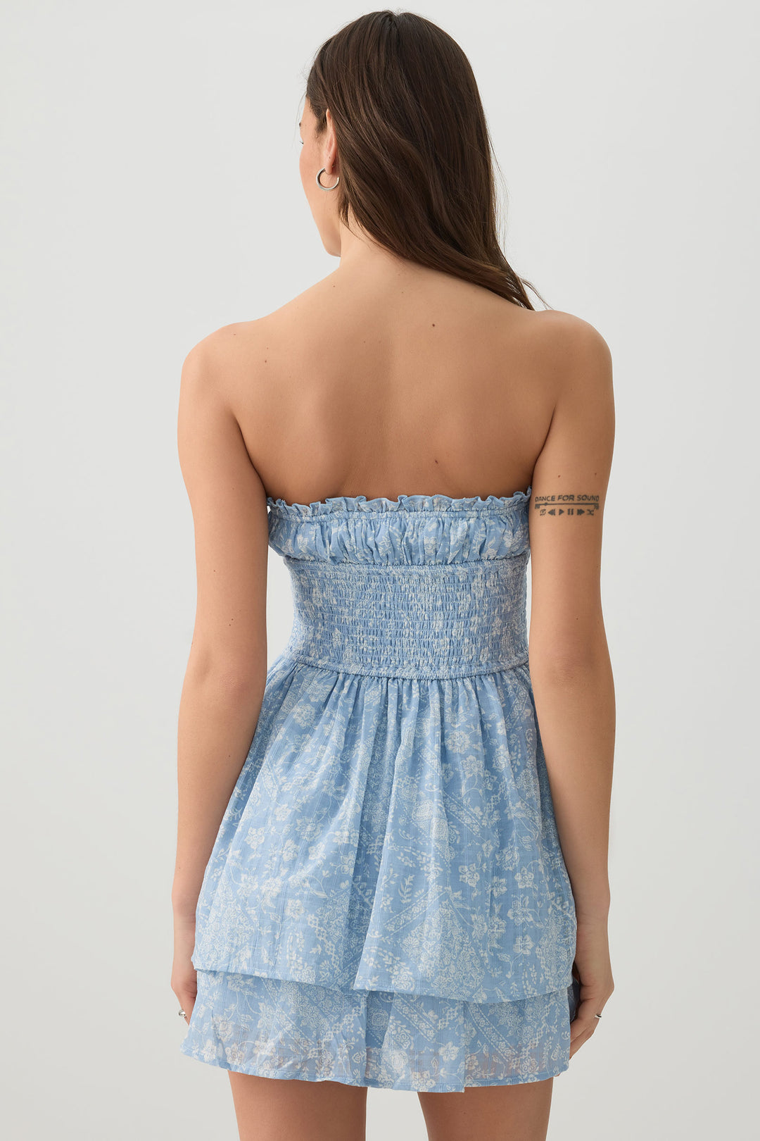 Smocked Strapless Mini Dress