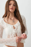 Crop Lace Cardigan with Frills