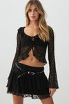 Crop Lace Cardigan with Frills