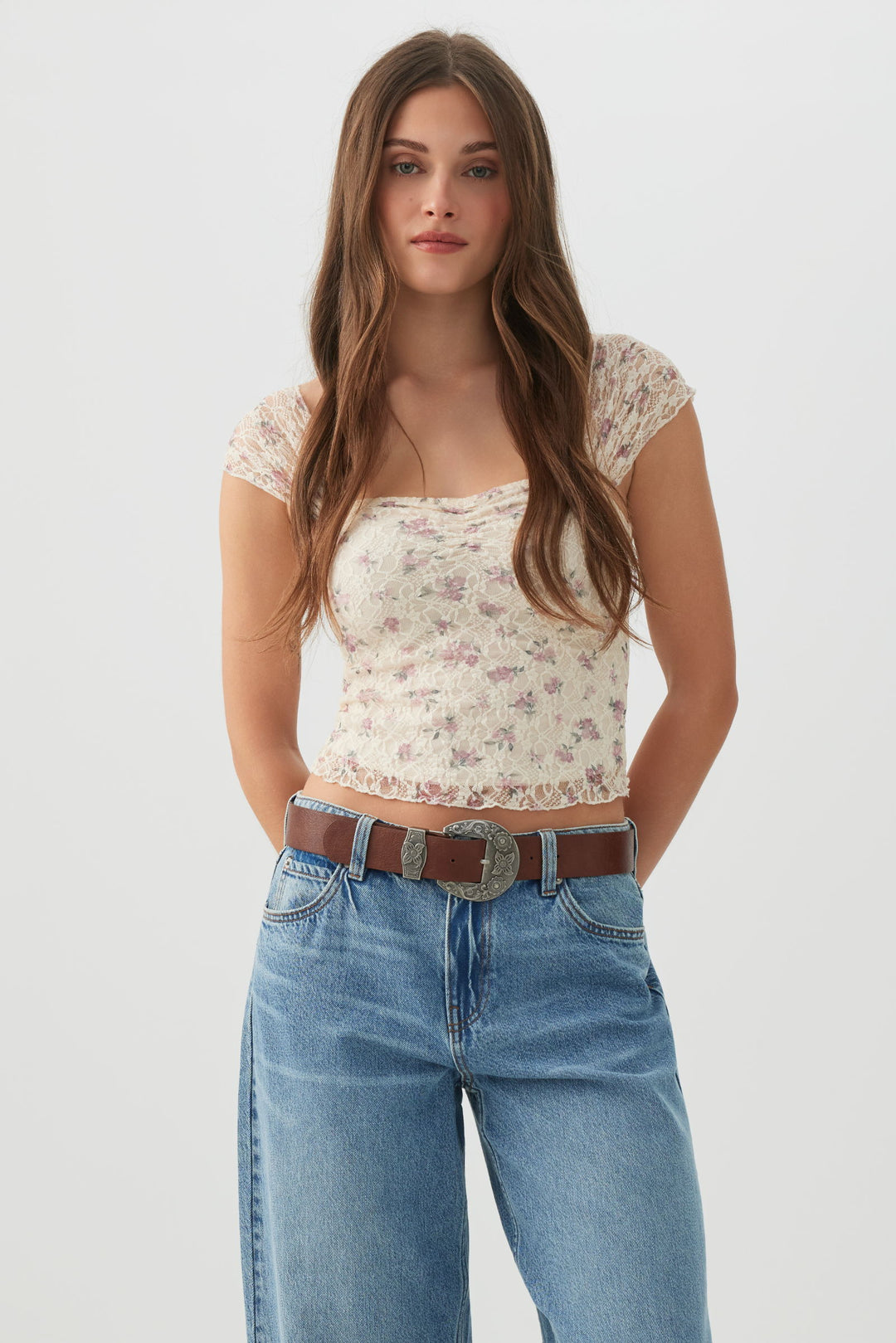 Ruched Lace Top
