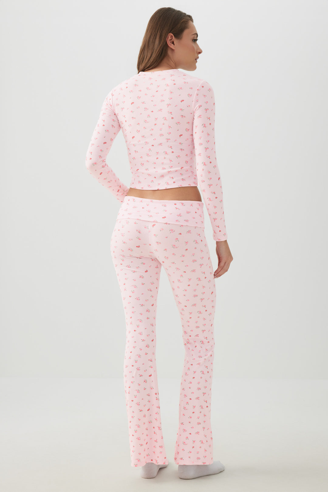 Pantalon pyjama côtelé très doux à motif de fruits