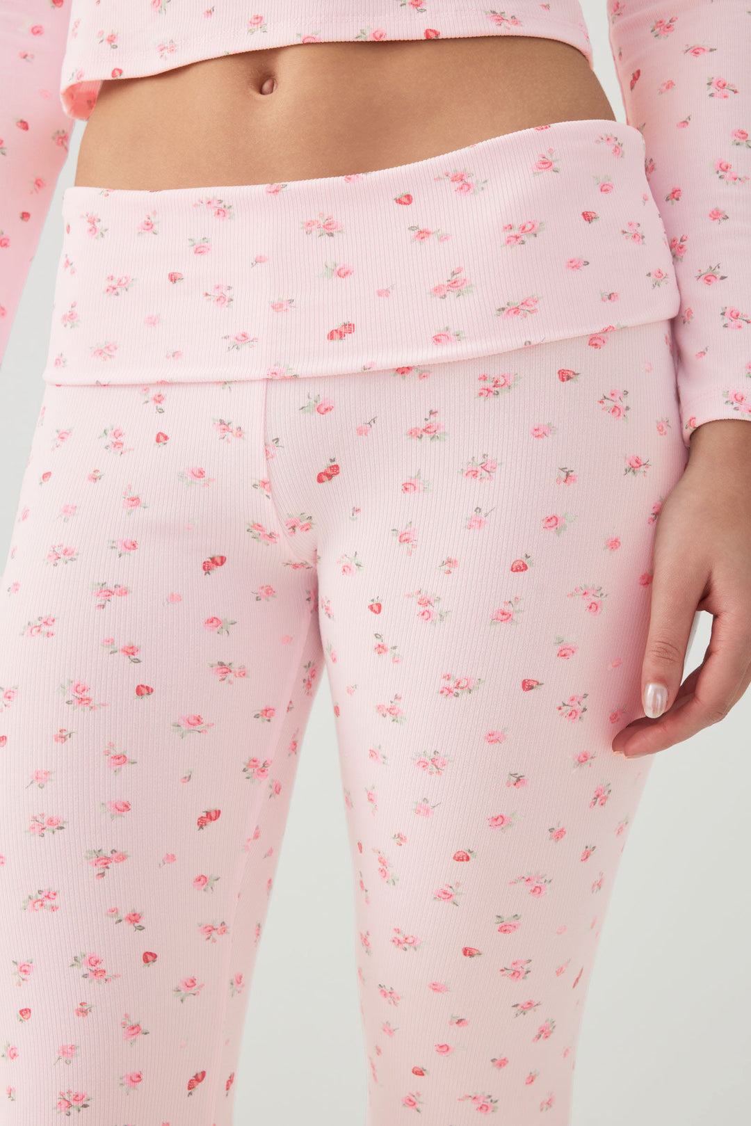 Pantalon pyjama côtelé très doux à motif de fruits