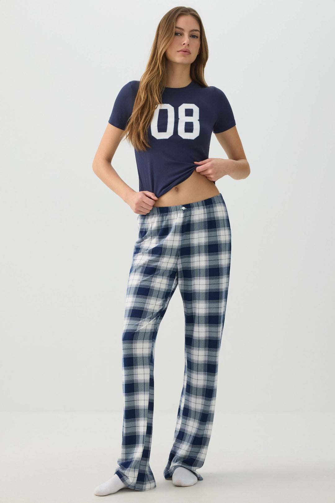 Pantalon de pyjama jambe droite en tissu HUSHKNIT