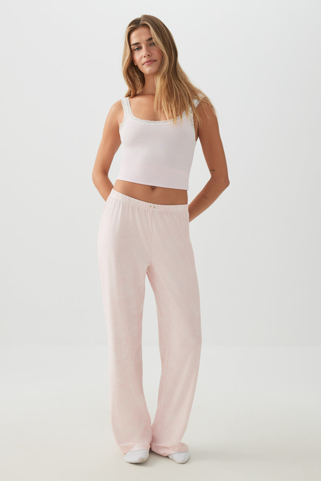 Pantalon de pyjama jambe droite en tissu HUSHKNIT