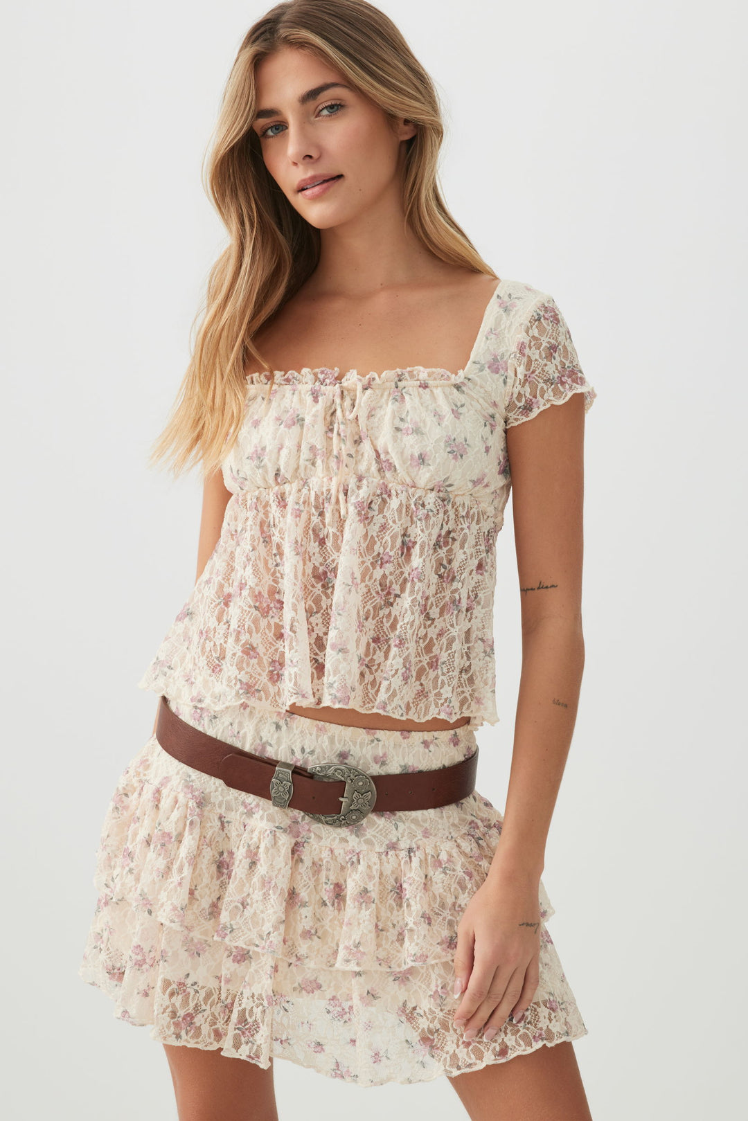 Lace Tiered Micro Skirt