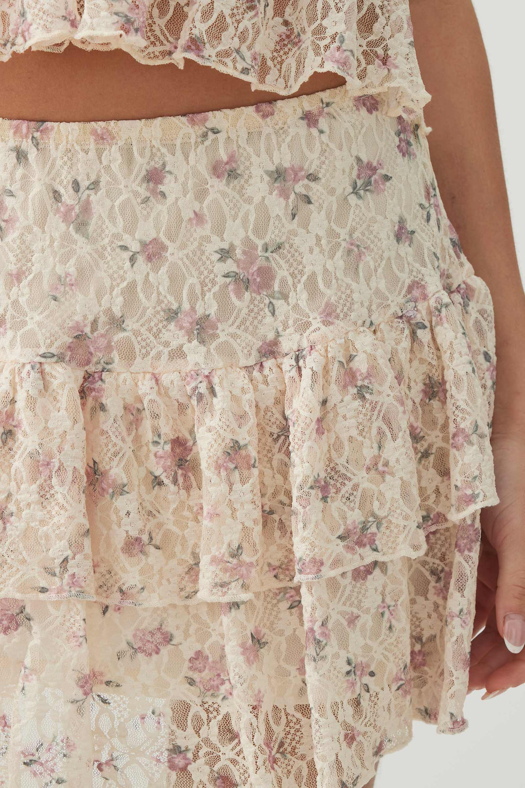 Lace Tiered Micro Skirt