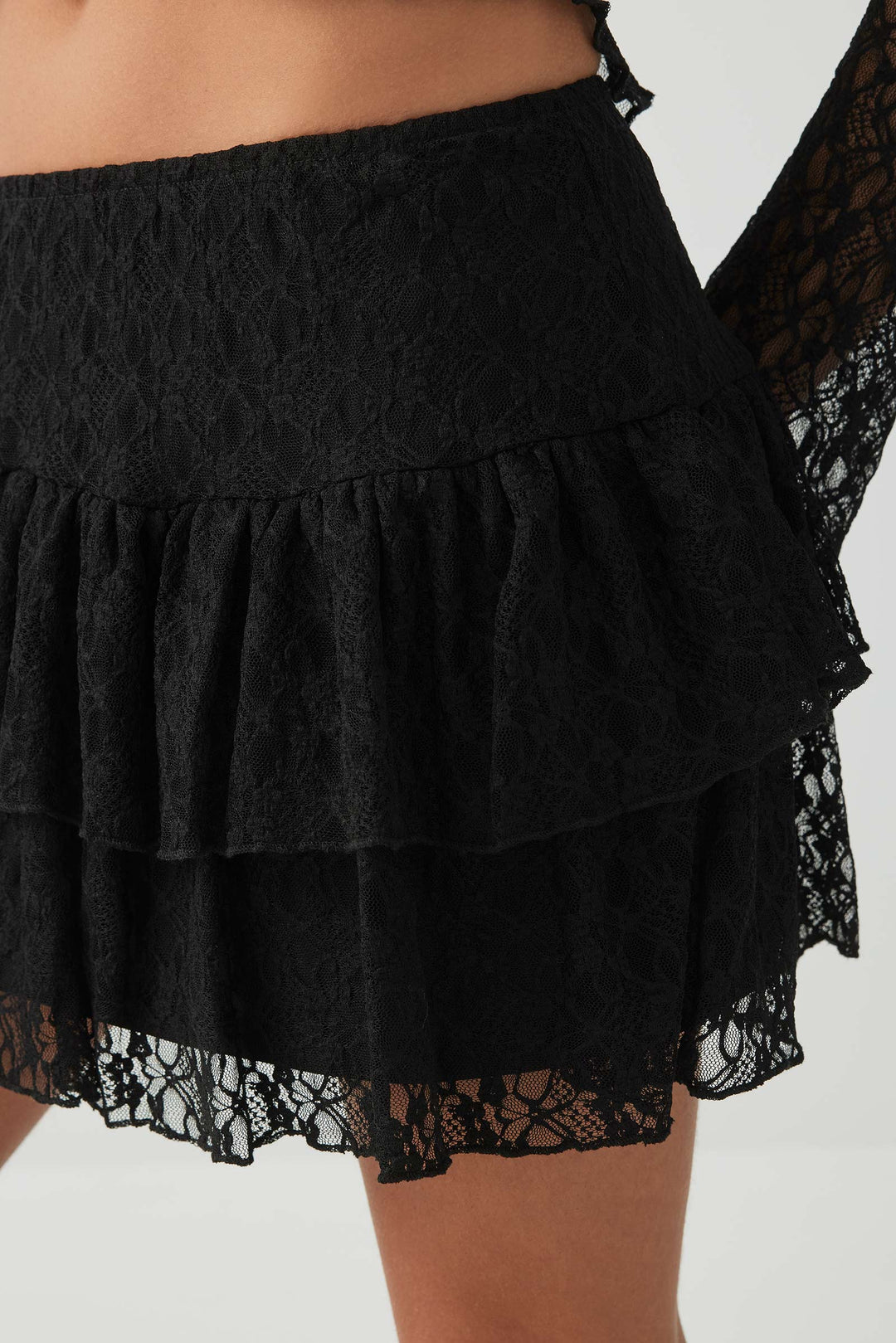 Lace Tiered Micro Skirt