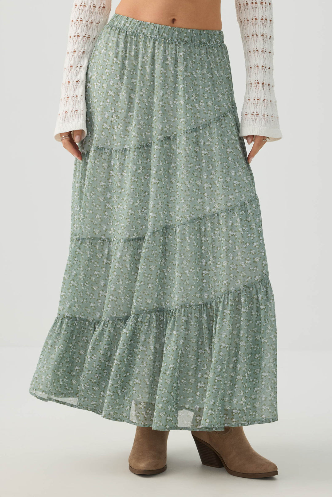 Chiffon Tiered Maxi Skirt