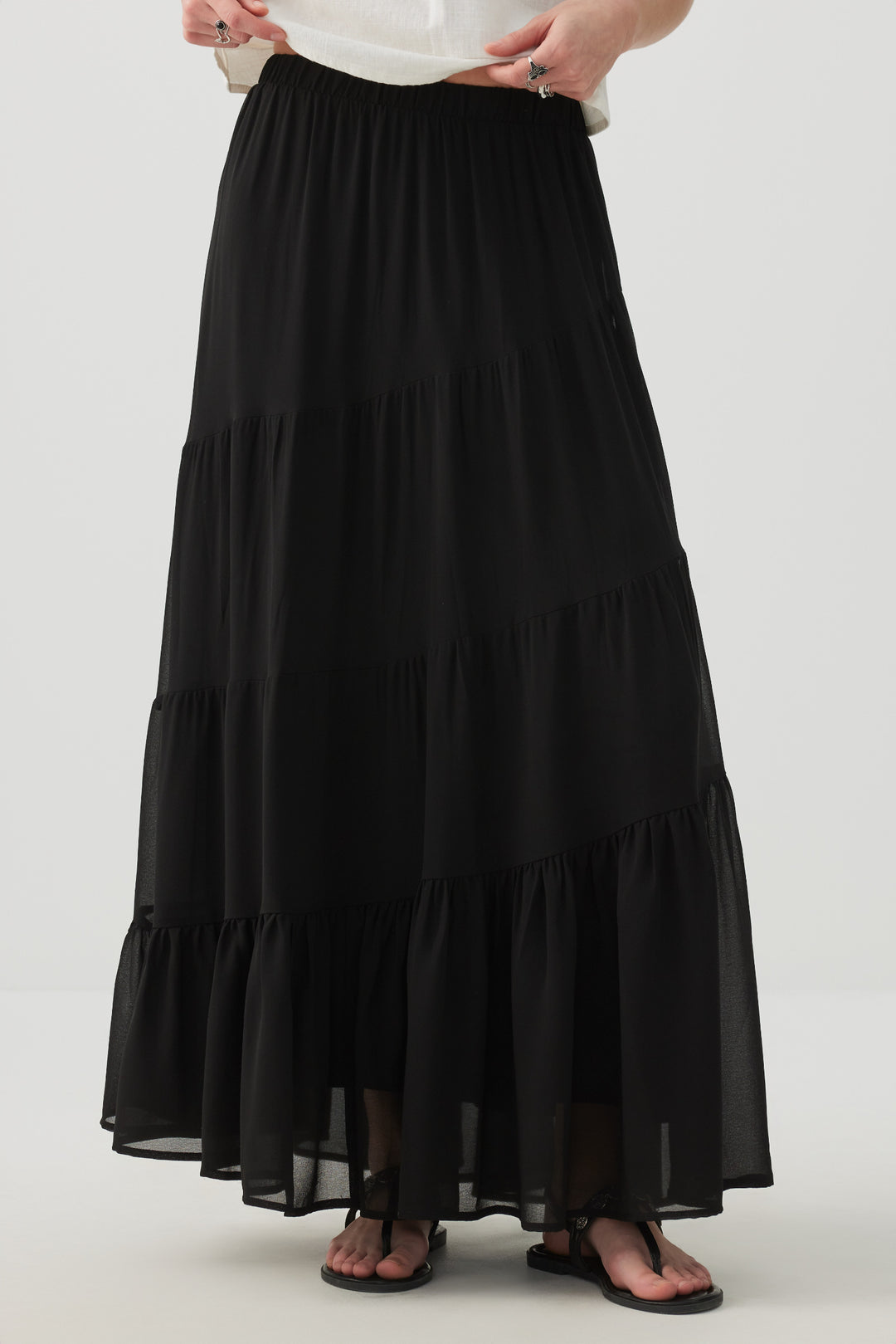 Chiffon Tiered Maxi Skirt