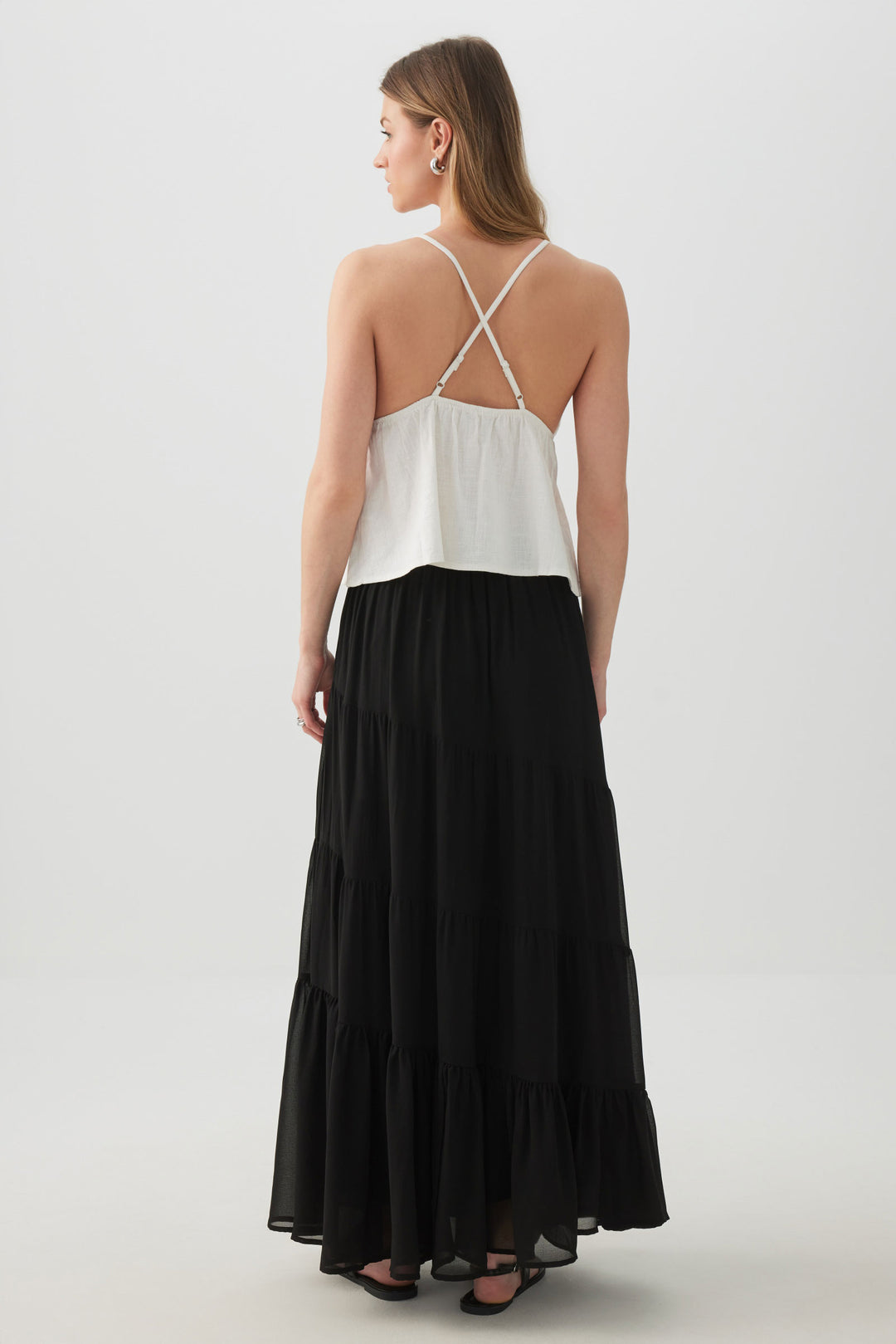 Chiffon Tiered Maxi Skirt