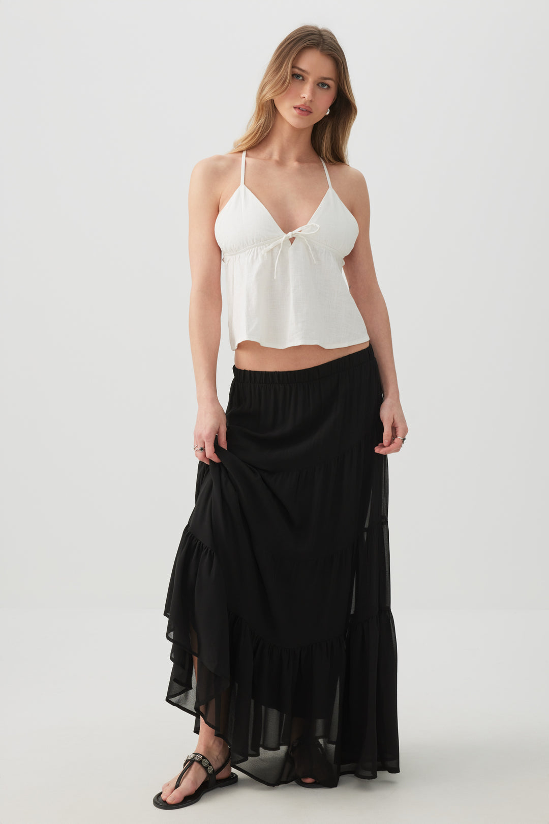 Chiffon Tiered Maxi Skirt