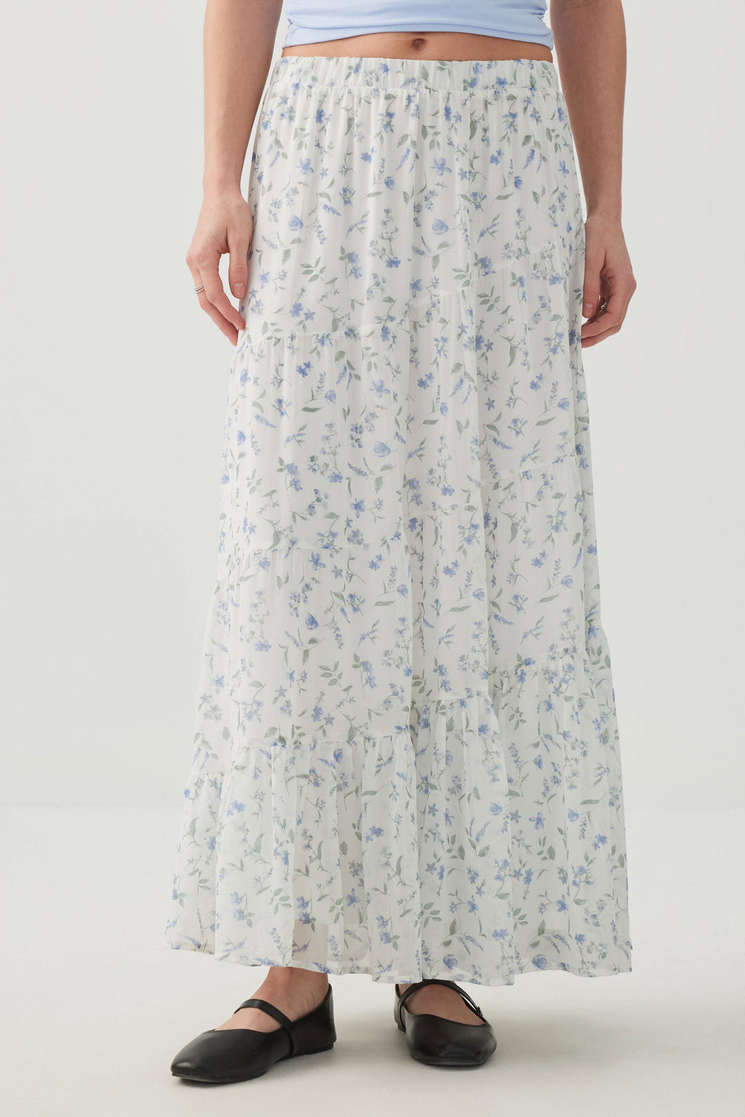 Chiffon Tiered Maxi Skirt