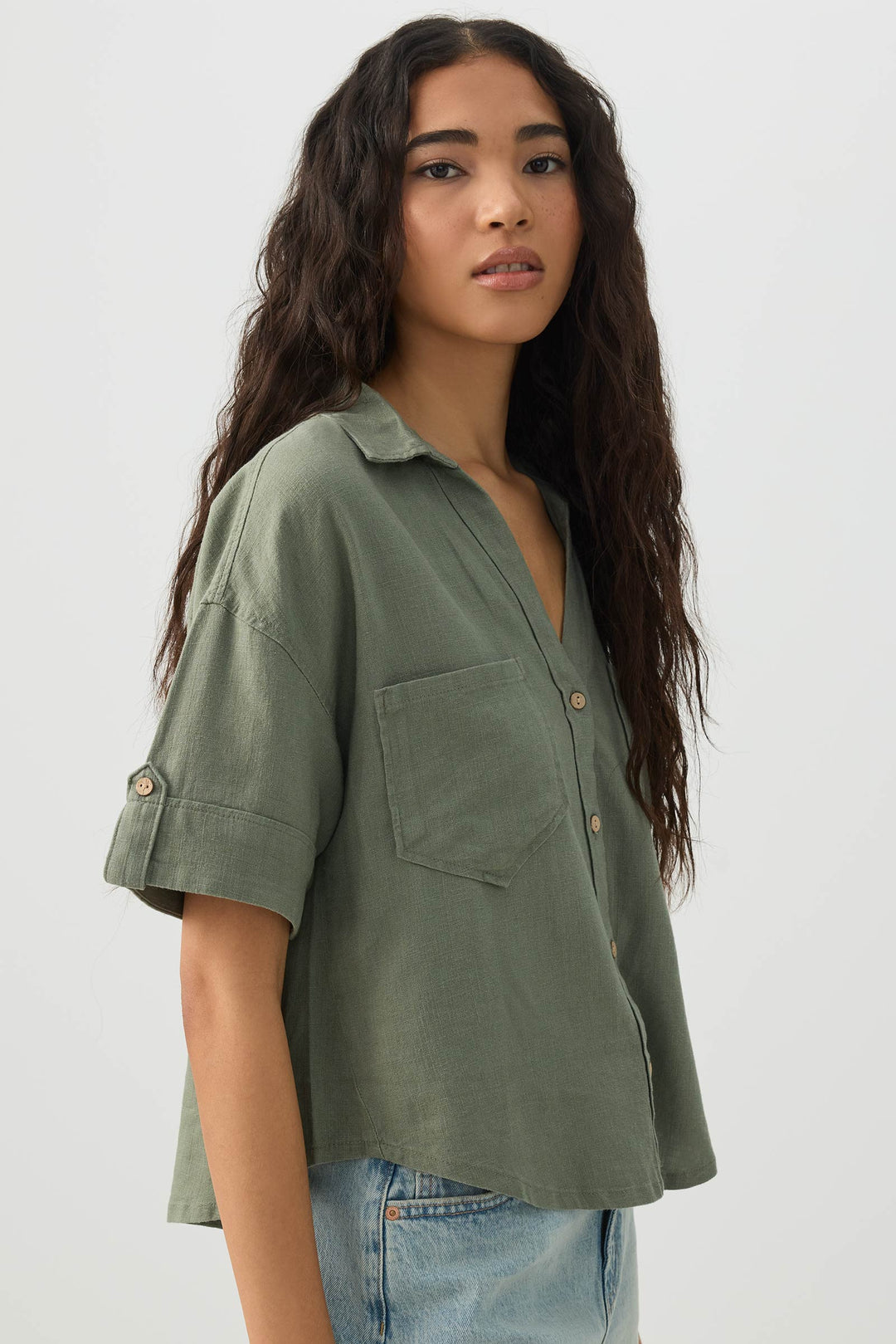 Linen Blend Utility Shirt