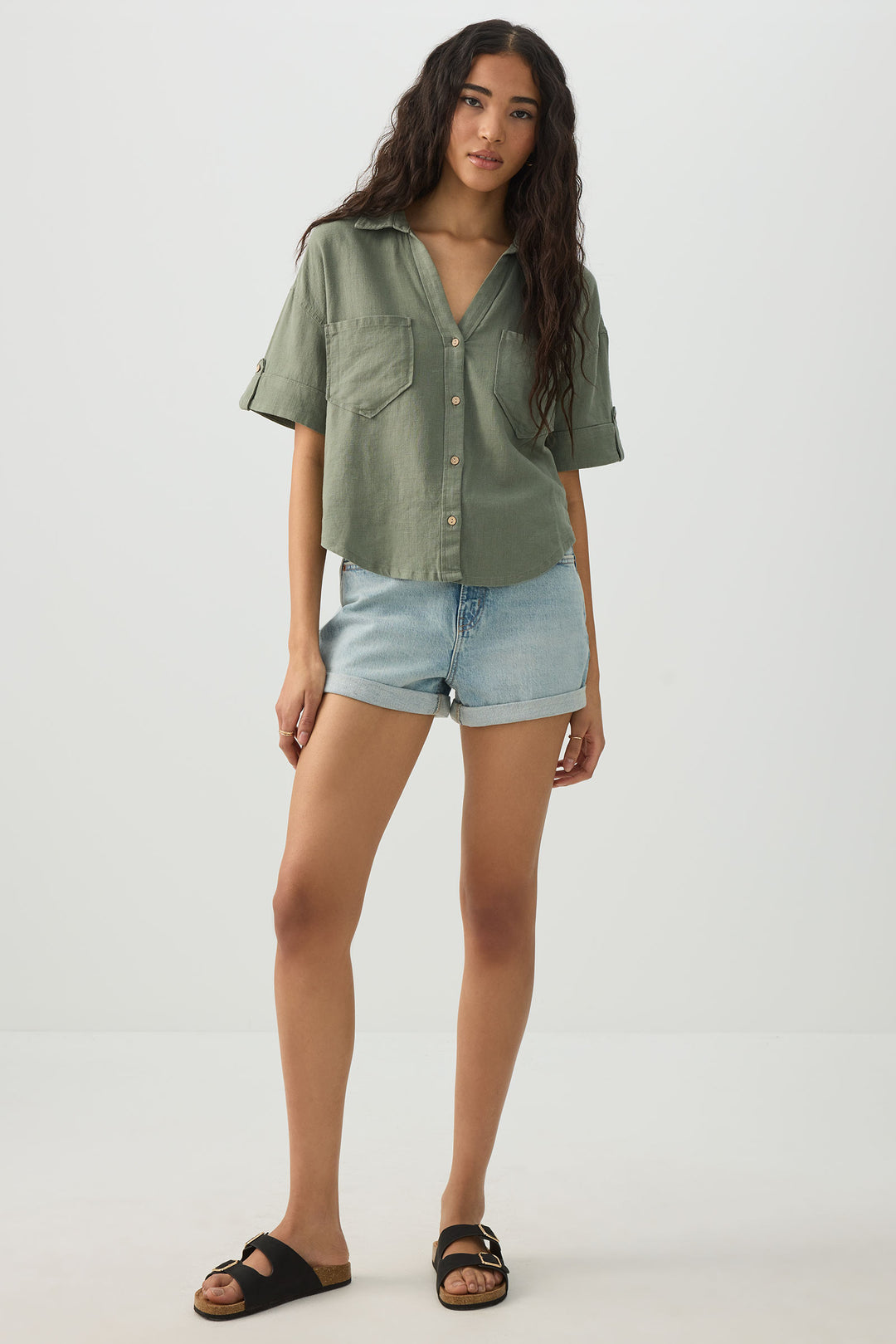 Linen Blend Utility Shirt