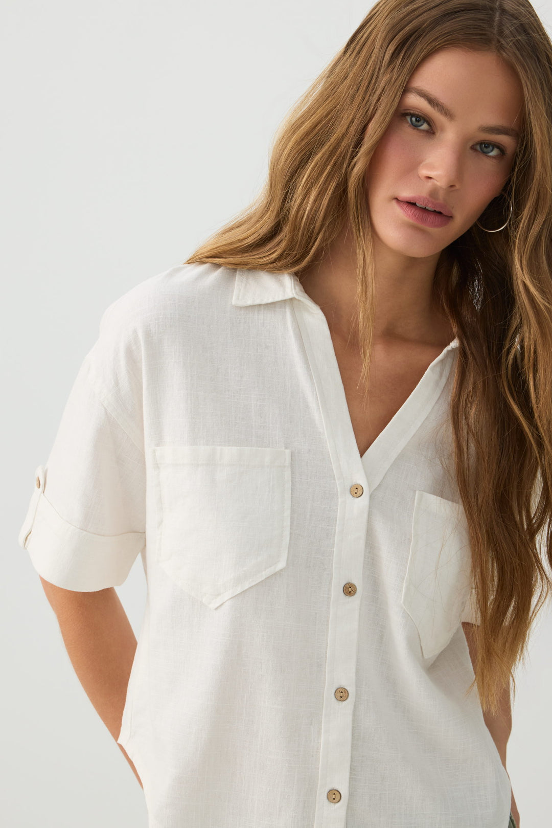 Chemise utilitaire en mélange de lin