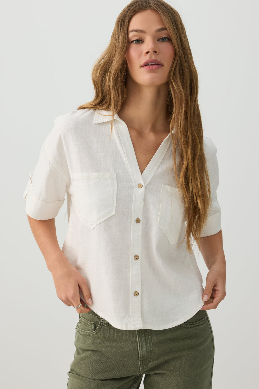 Chemise utilitaire en mélange de lin