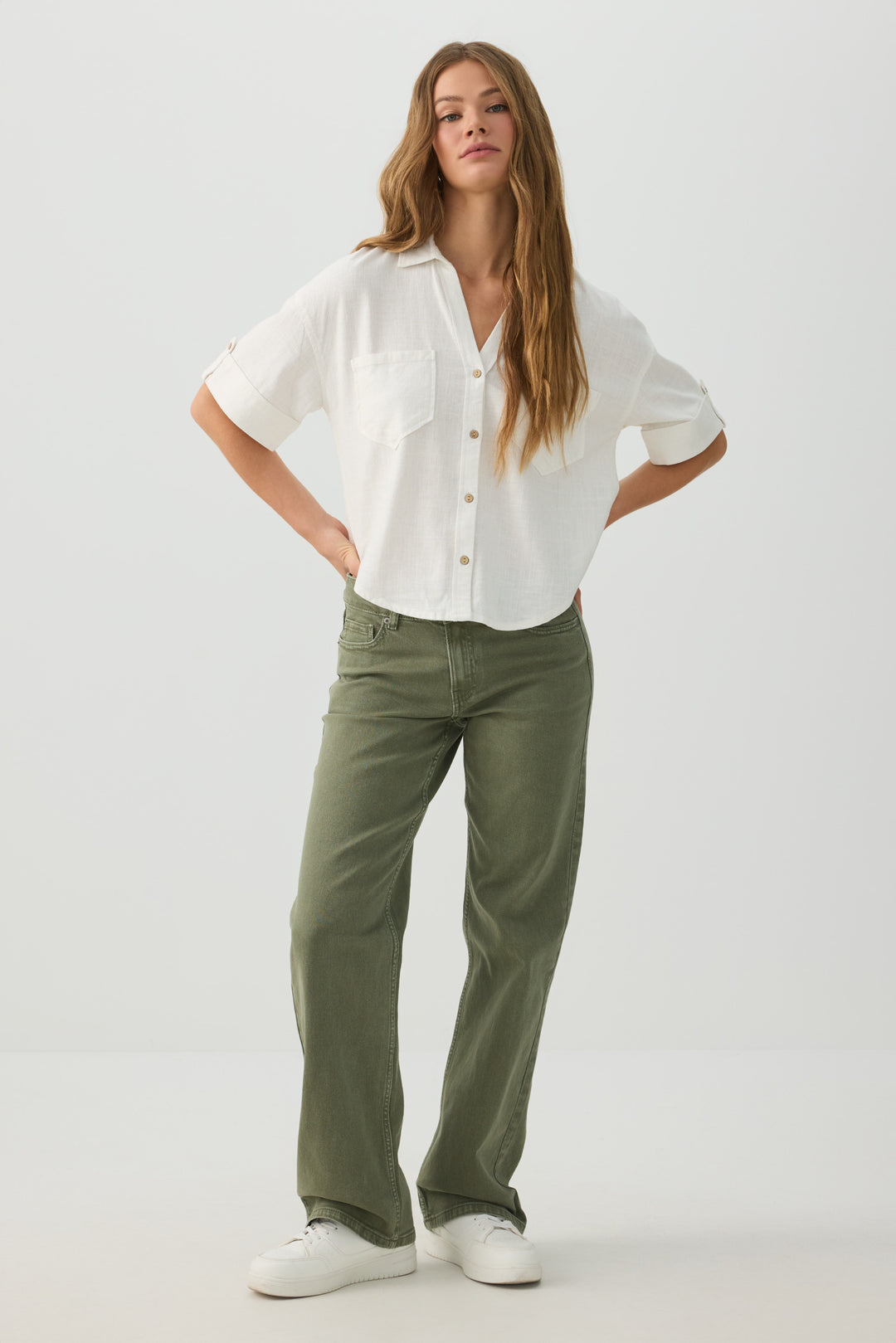 Chemise utilitaire en mélange de lin