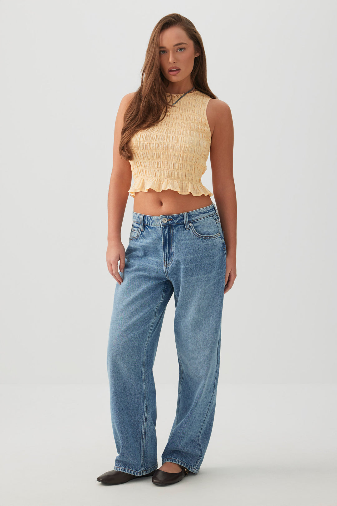 Smocked Crop Tank Top