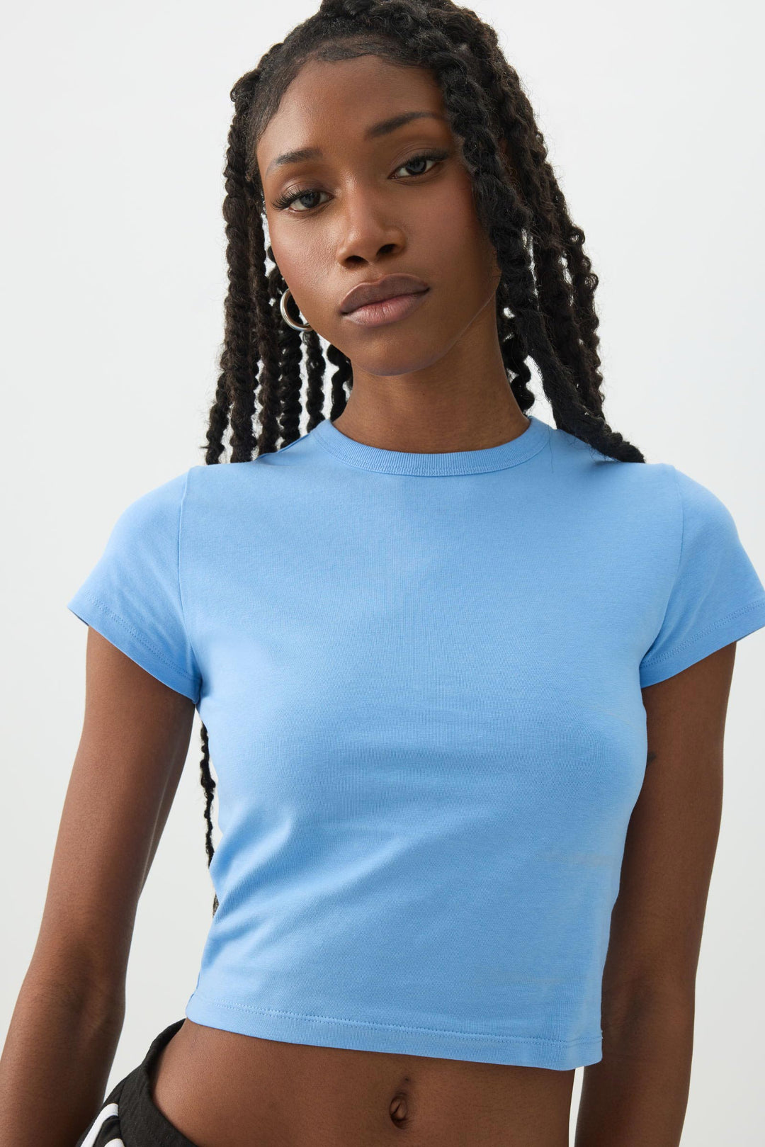 Basic Crop Cap Sleeve T-Shirt