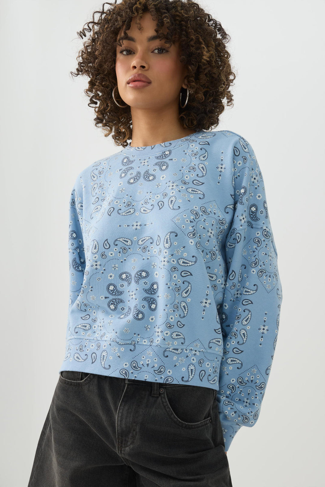 Printed French Terry Crew Neck Sweatshirt