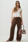 Linen Blend Mid Rise Pants