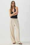 Linen Blend Mid Rise Pants