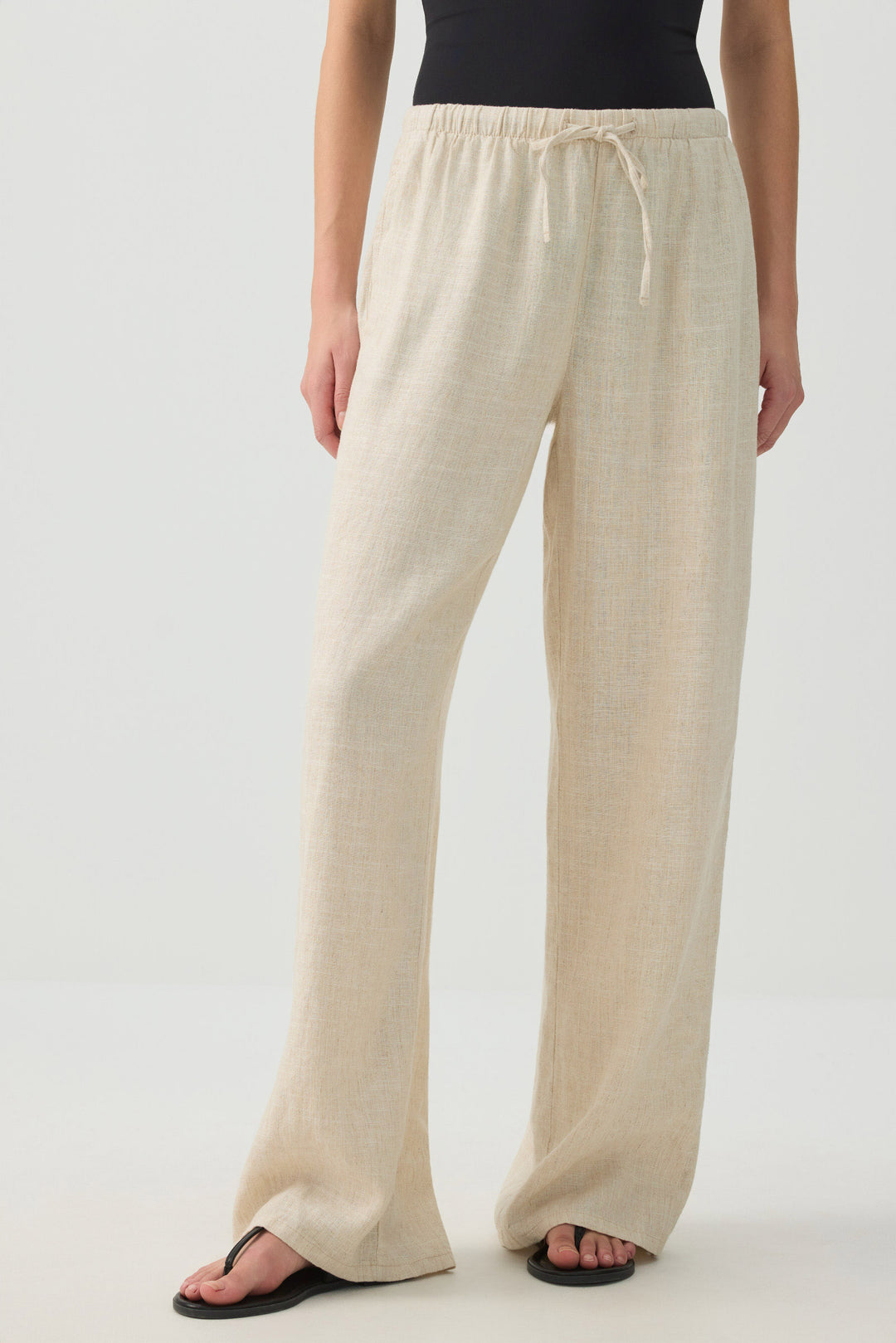 Linen Blend Mid Rise Pants