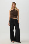 Linen Blend Mid Rise Pants