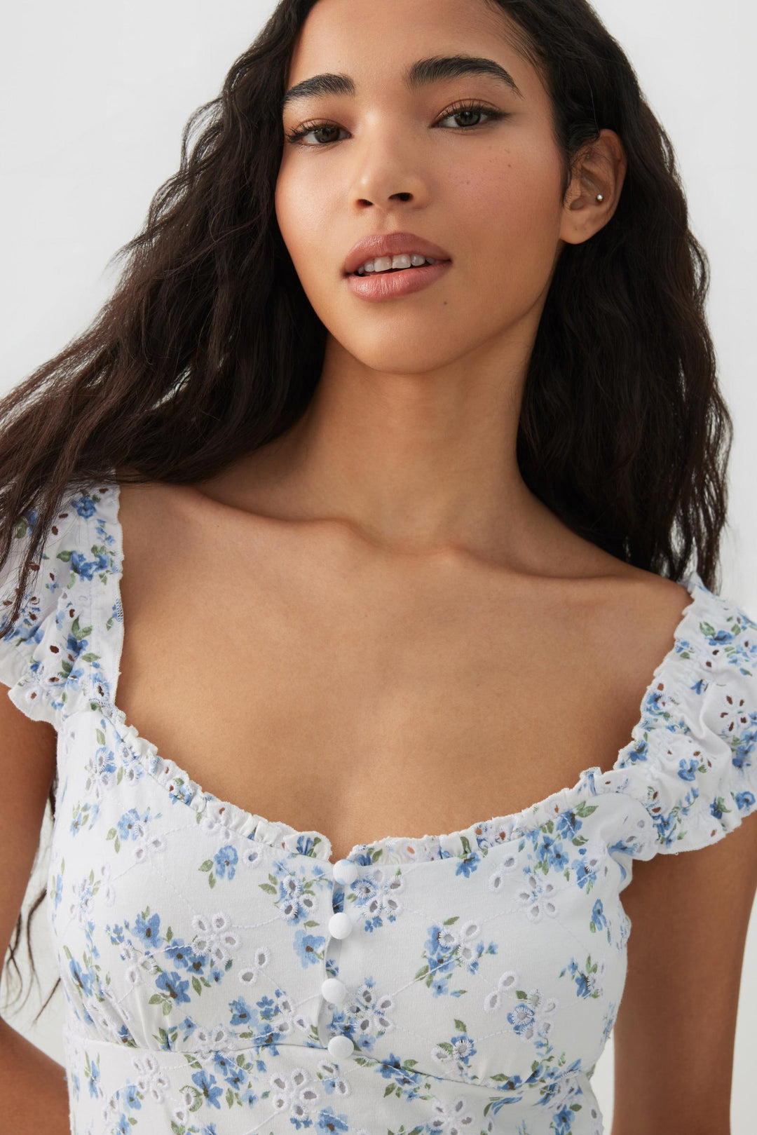 Eyelet Peasant Midi Dress