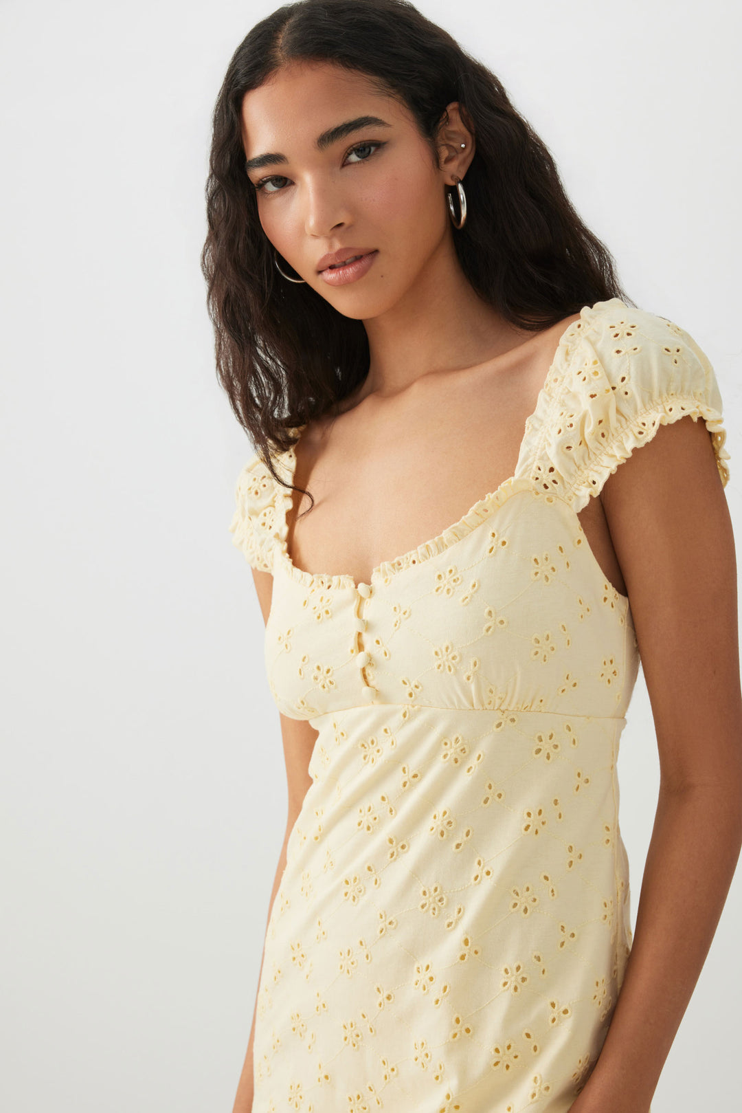 Eyelet Peasant Midi Dress