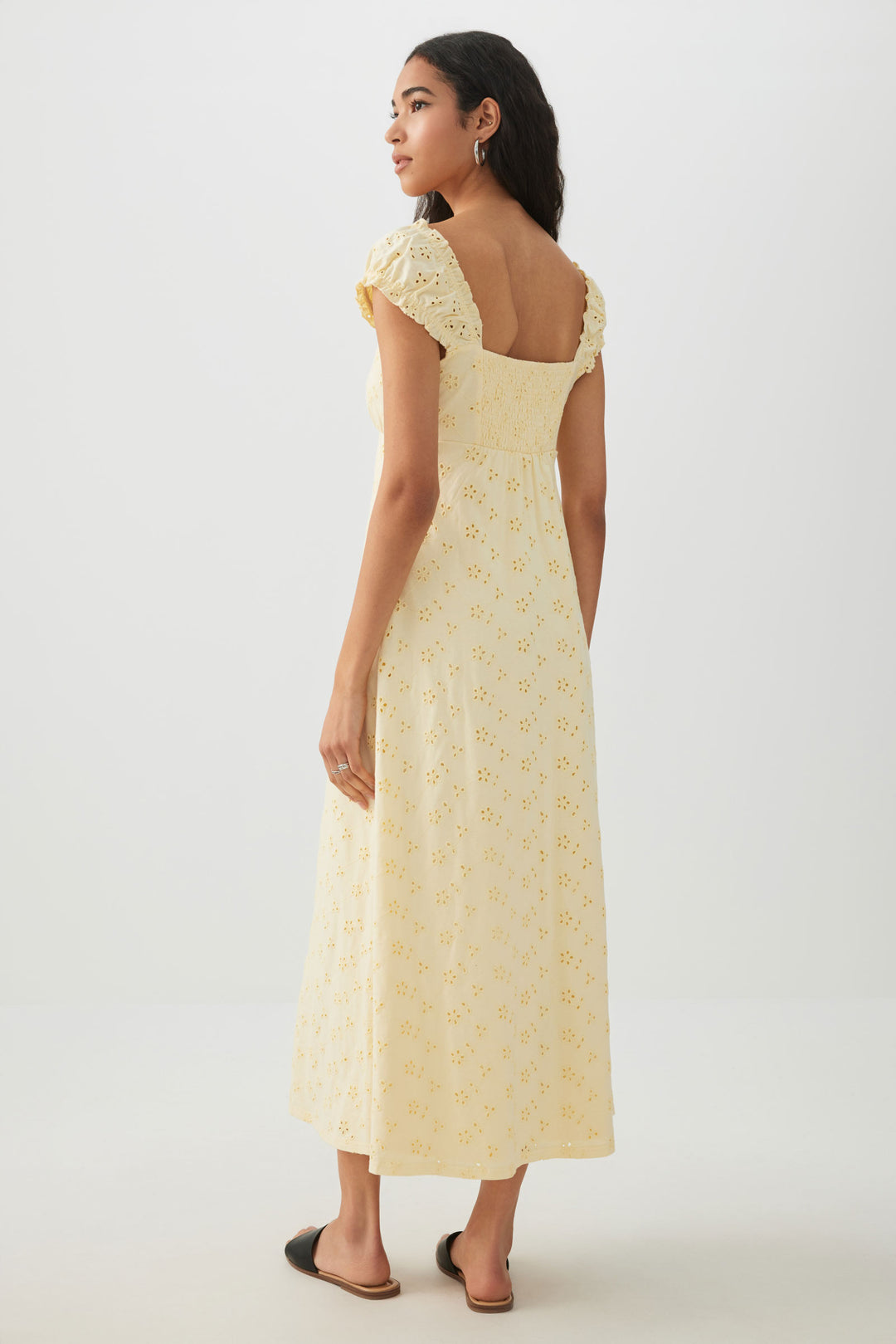 Eyelet Peasant Midi Dress