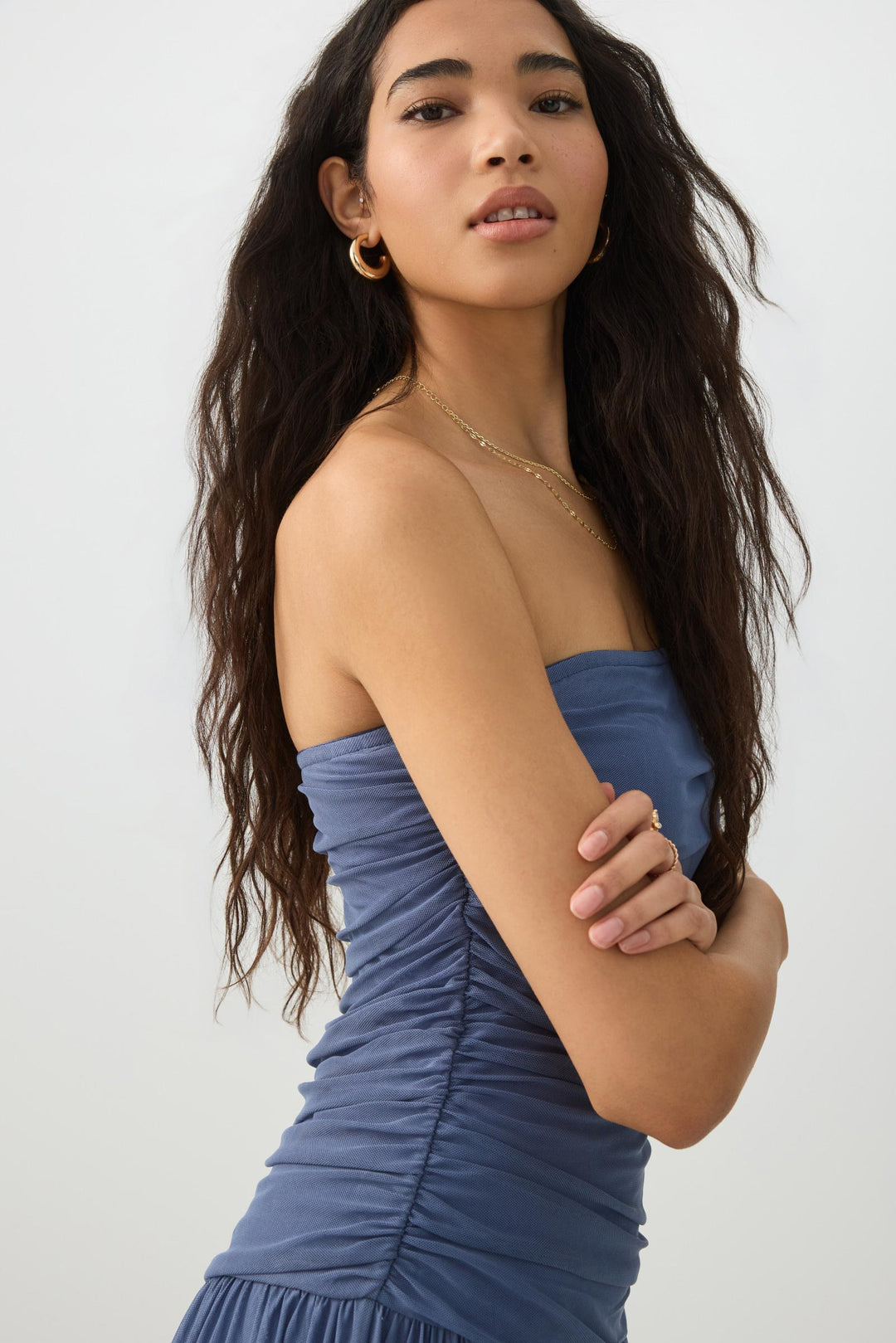 Dropped Waist Mesh Tube Dress