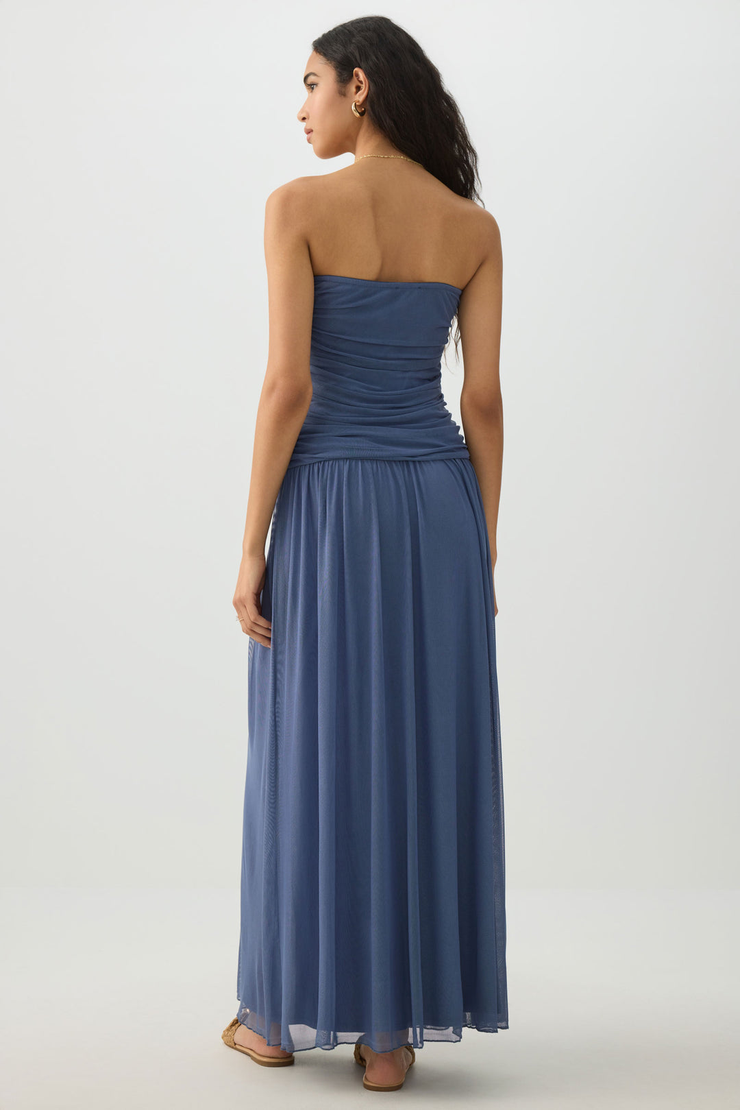 Dropped Waist Mesh Tube Dress