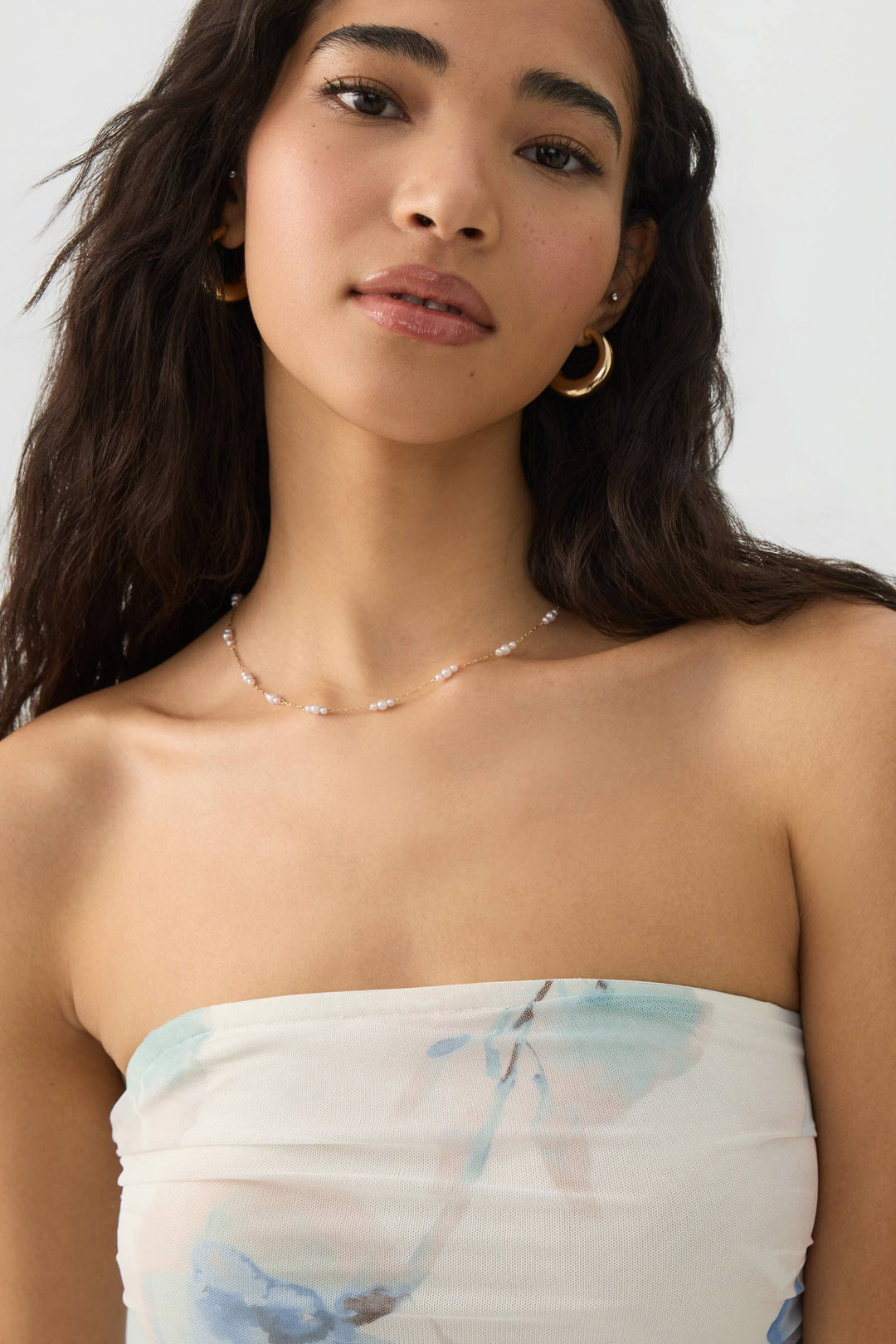 Dropped Waist Mesh Tube Dress