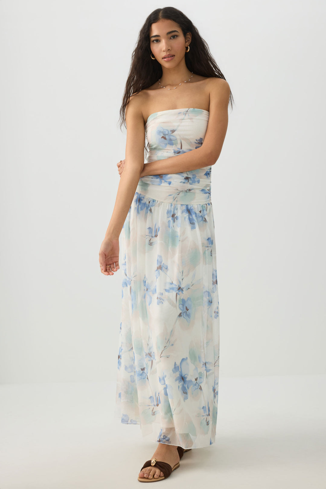 Dropped Waist Mesh Tube Dress