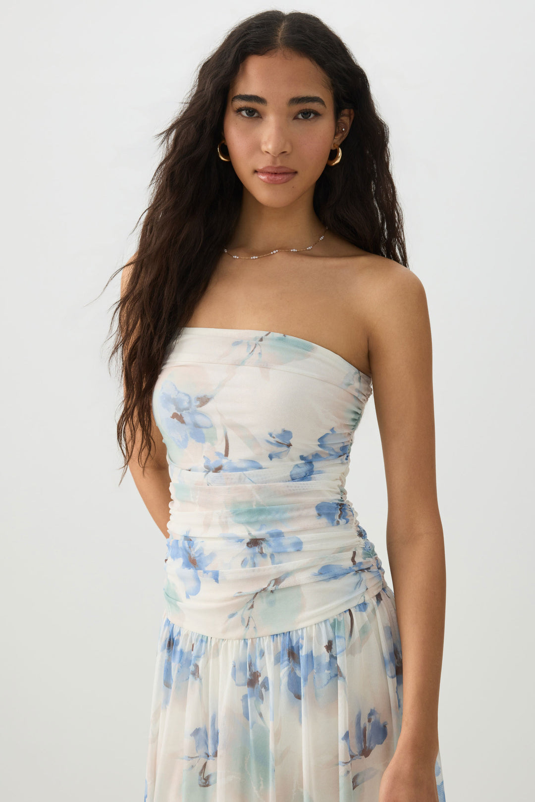 Dropped Waist Mesh Tube Dress