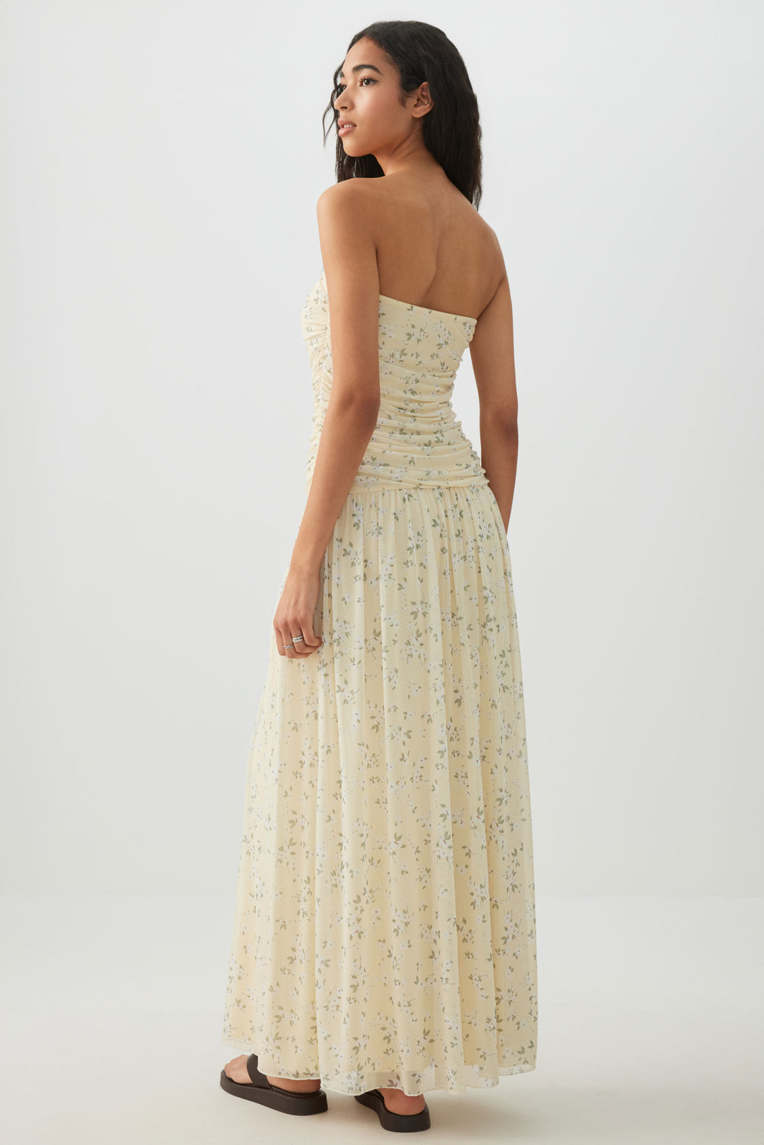 Dropped Waist Mesh Tube Dress