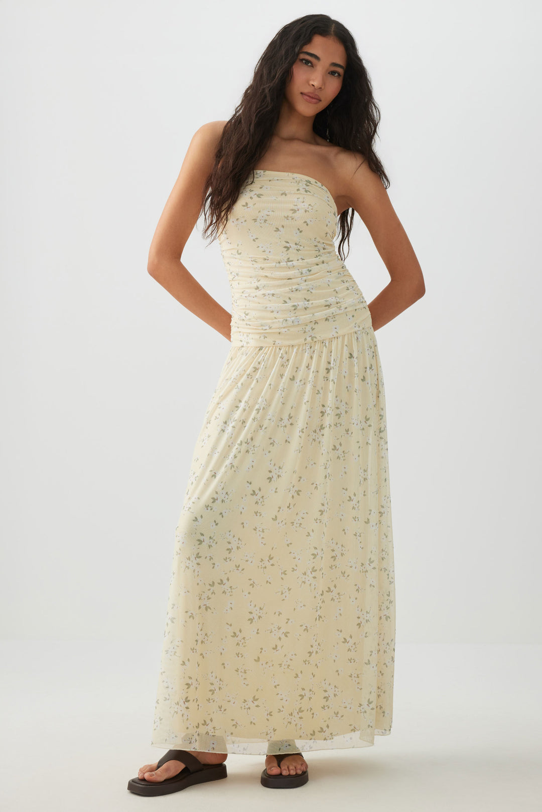 Dropped Waist Mesh Tube Dress